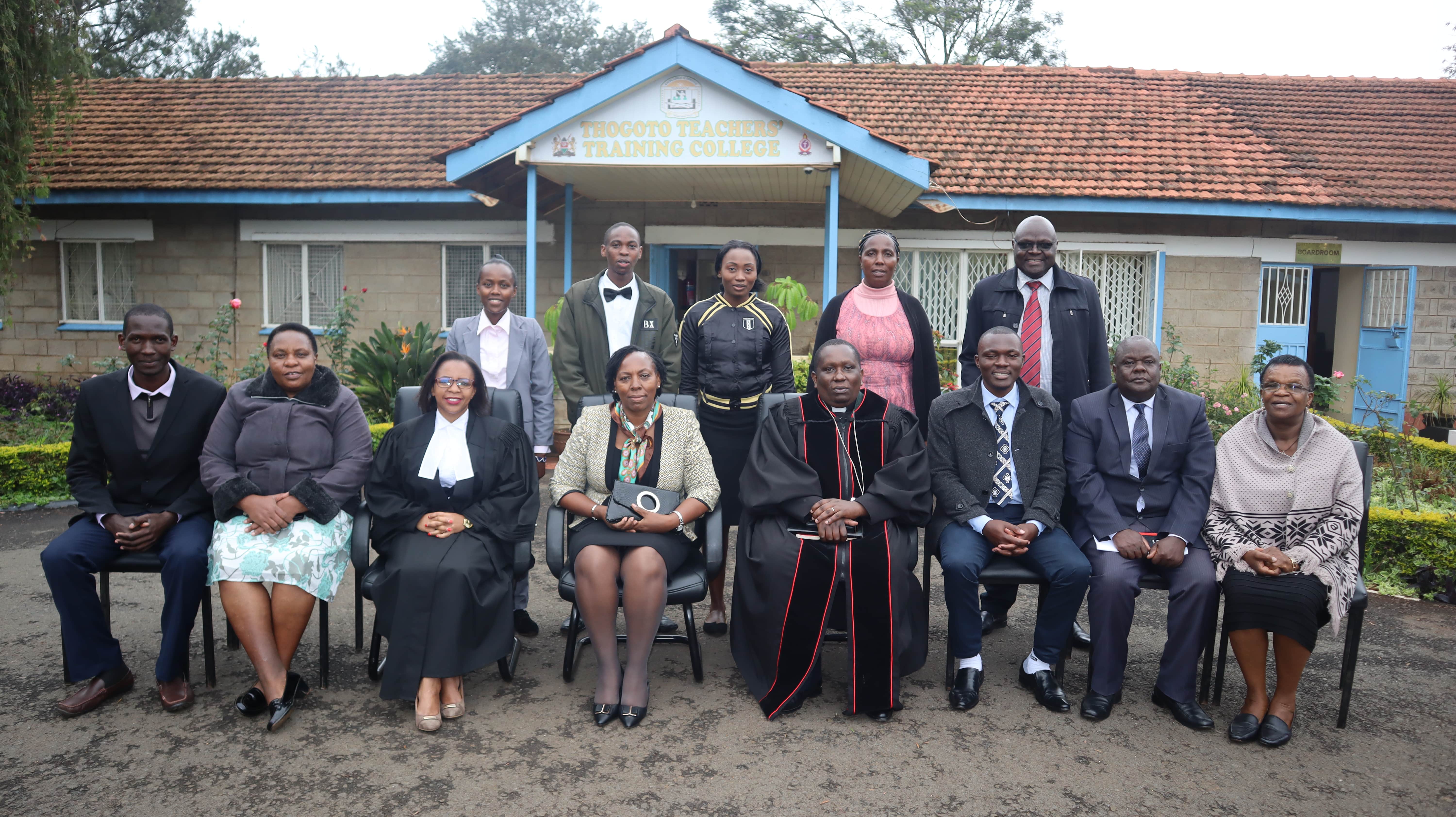 Group photo for the newly elected members of the executive council with the Chief Principal and members of staff